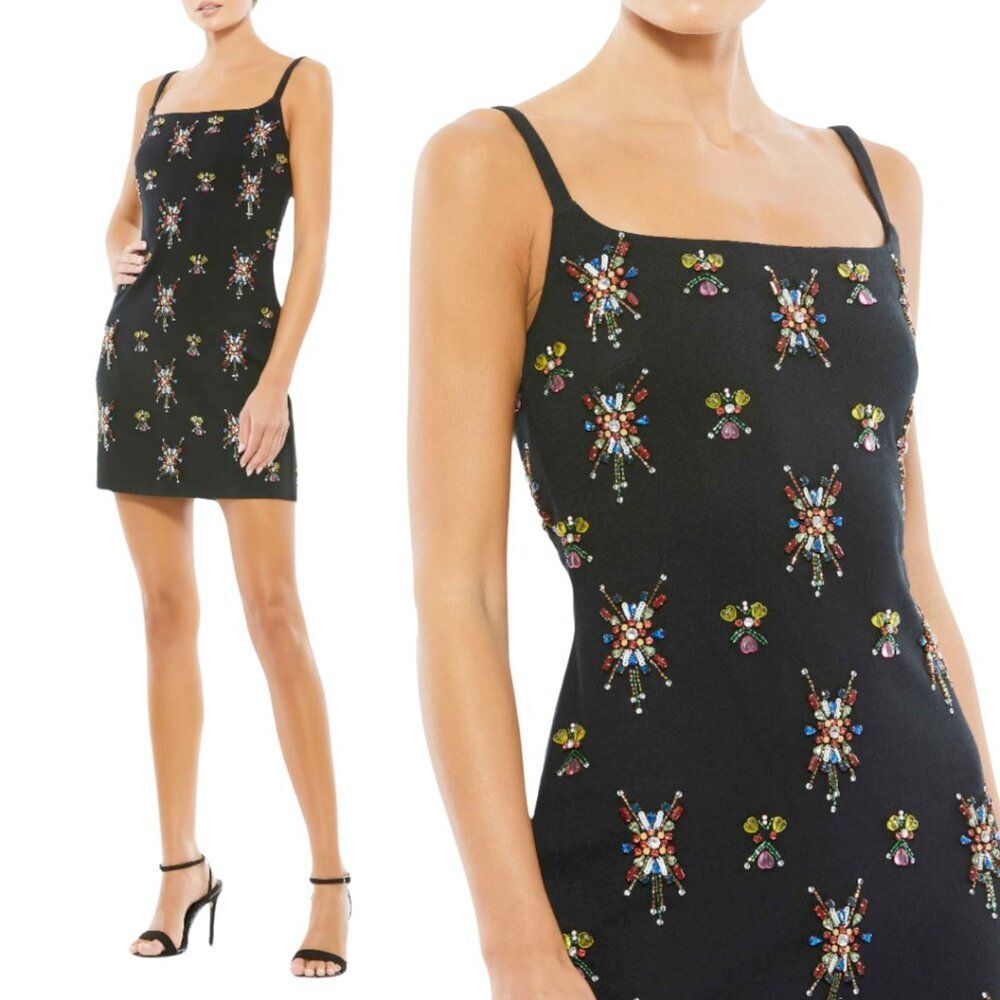 Mac Duggal 107871 Womens Size 6 Black Jeweled Rhinestone Mini Cocktail Dress NWT
